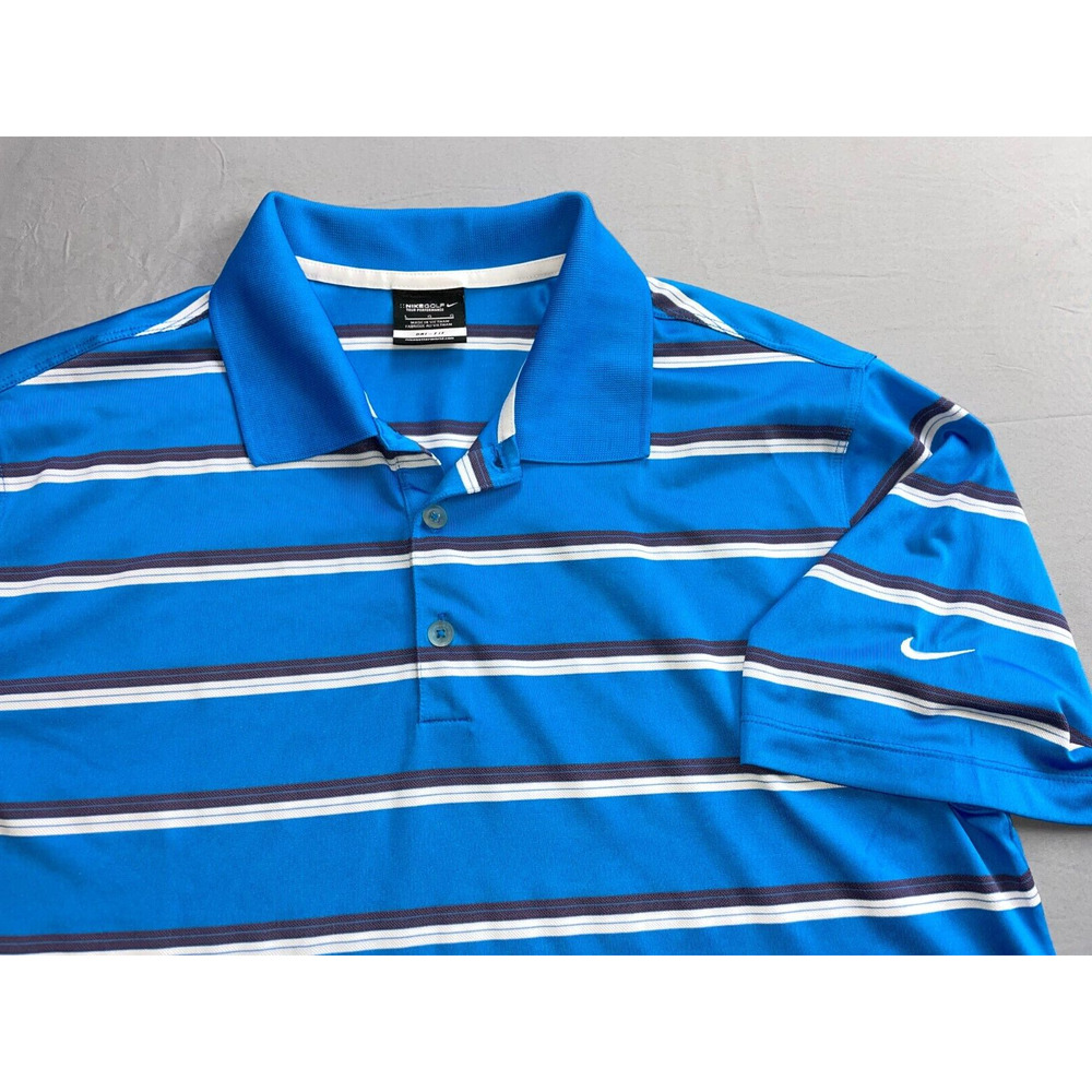 Nike Golf Tour Performance Casual Polo Shirt. Blue Stripe, Men's L. EUC!!